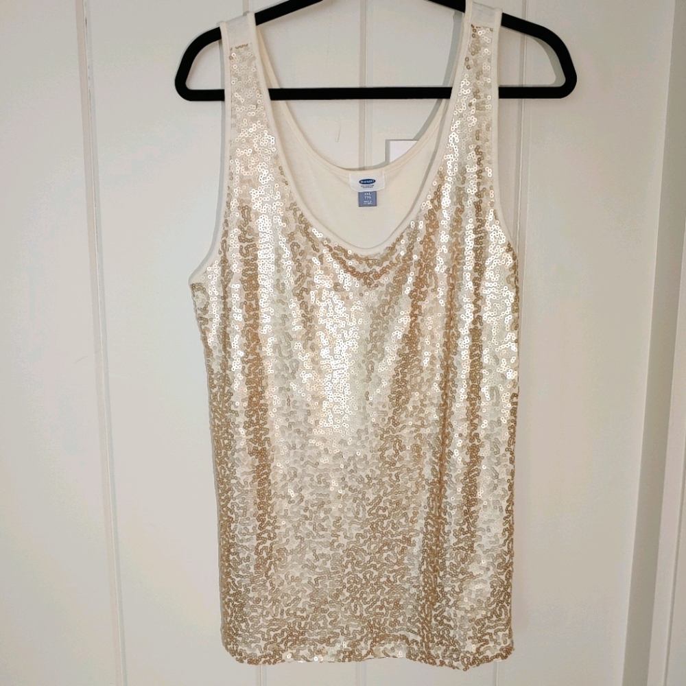 Old Navy Champagne Sequin Tank Size XXL